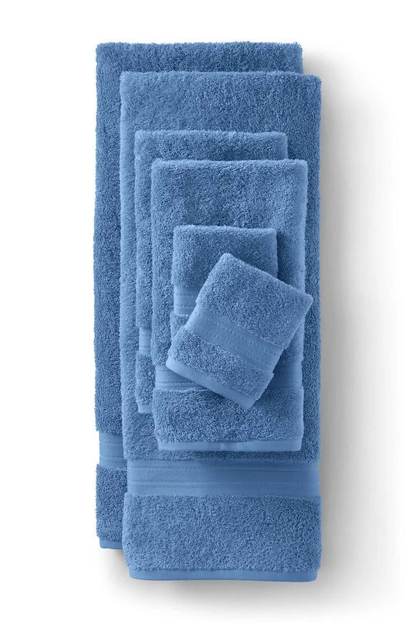 Supima Cotton Monogrammed Towel Set (6 Pieces) - Lands& End - Blue