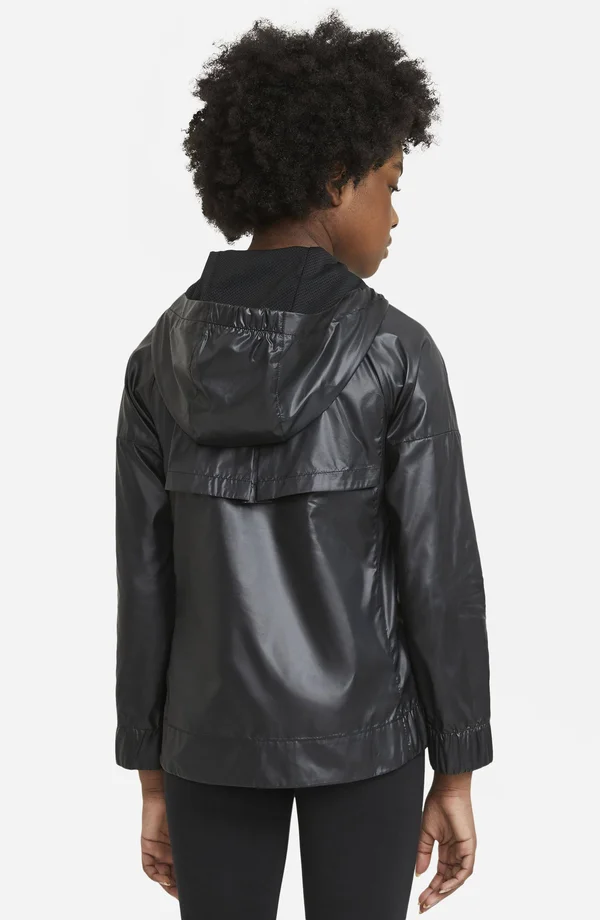 Nike Girls& Sportswear Windrunner Jacket in Black/Black Size Small - 100% Polyester