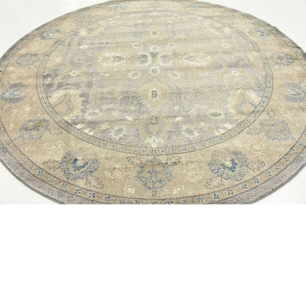 Unique Loom Gaisberg Salzburg Area Rug (8& x 8& Round - Gray)