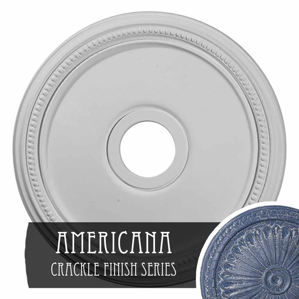 18x22OD x 3 5/8x22ID x 1 1/8x22P Diane Ceiling Medallion (Fits Canopies Up to 5 3/8x22), Hand-Painted Americana Crackle