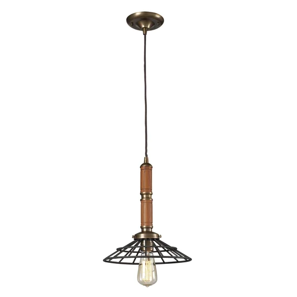 Elk Lighting 65138-1 Spun Wood 1 Light Pendant Vintage Brass - Vintage Rust