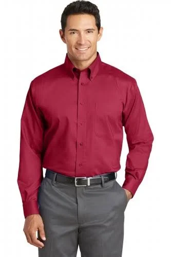 12 Branded Red House Rh37 Men's Nailhead Non-Iron Button-Down Shirt - Deep Red - 2XL