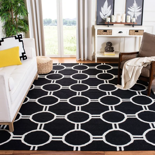 Safavieh 9& x 12& Dhurries DHU636B Grey - Ivory Rug