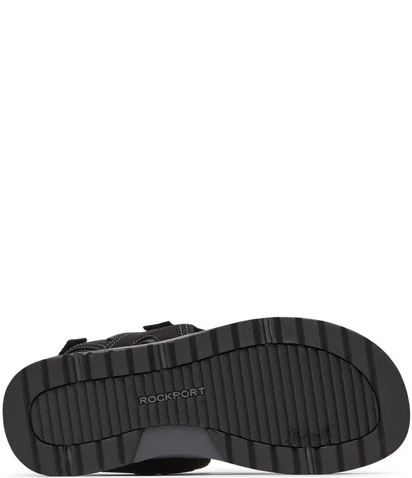 Rockport Men's Lucky Bay Sport 3 Strap Suede Sandals - Mens, 10M, Black