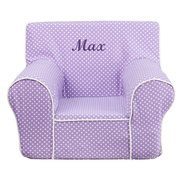 Flash Furniture Small Lavender Dot Kids Chair with White PIPING