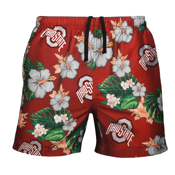 Ohio State Buckeyes Floral Swimming Trunks - Mens Size: 2XL