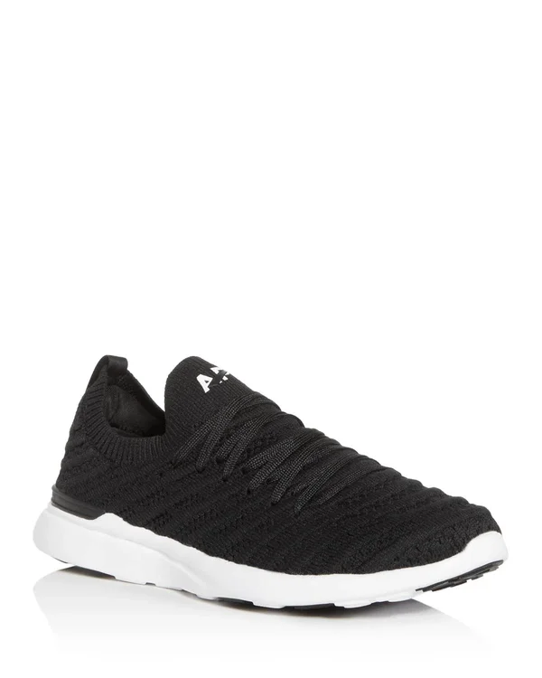 APL Athletic Propulsion Labs Women's Techloom Wave Knit Low-top Sneakers - 5.5 - Black/White/White