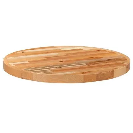 Offex 30x22 Round Butcher Block Style Heavy-Duty Rustic Solid Wood Table Top for Bar - Hospitality Dining Space or Home - Natural