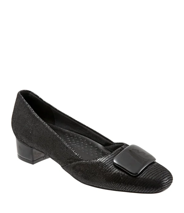 Trotters Delse Pumps, Women's, Black Lizard, Size: 6.5