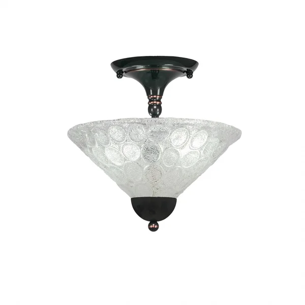 Toltec Lighting-120-BC-448-Two Light Semi-Flush Mount Black Copper Finish with Teal Crystal Glass