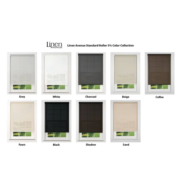 Linen Avenue Cordless 5% Solar Screen Standard Roller Shade - Coffee 44 W x 66 H