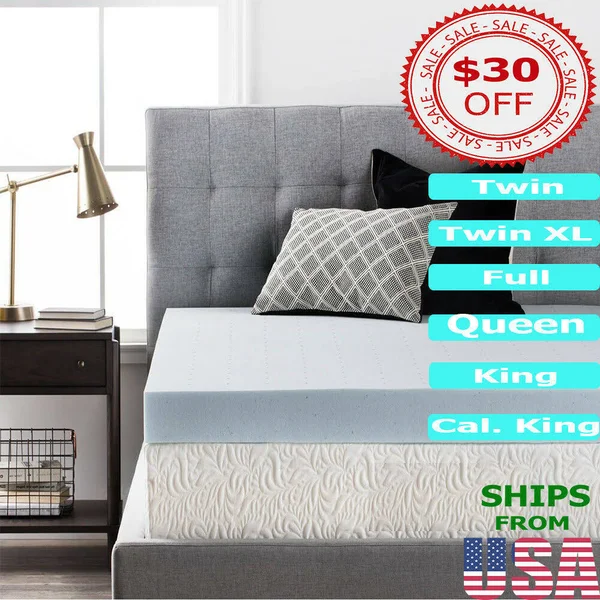 4x22 Memory Foam Mattress Topper Lucid Color: Light Blue - Size: Twin