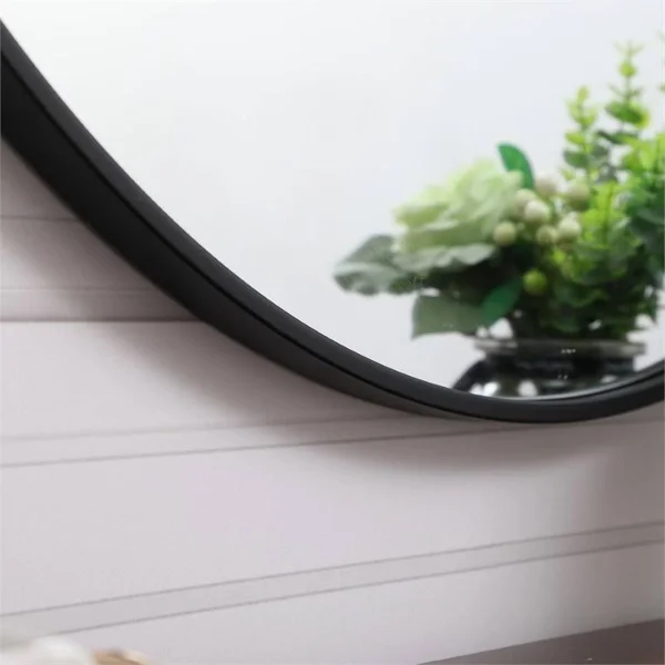 Elegant Decor MR4739BK 39 in. Metal Frame Round Mirror with Decorative Hook Black