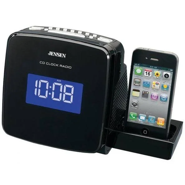 Jensen Docking Clock Radio with CD - Black