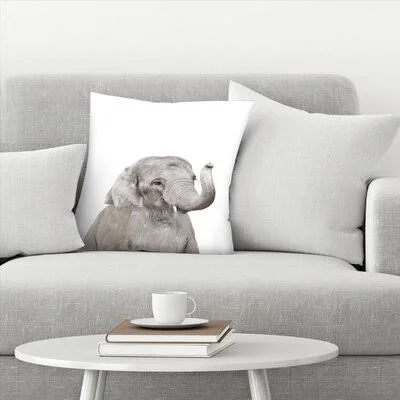 Little Elephant Throw Pillow East Urban Home Size: 18x22 x 18x22