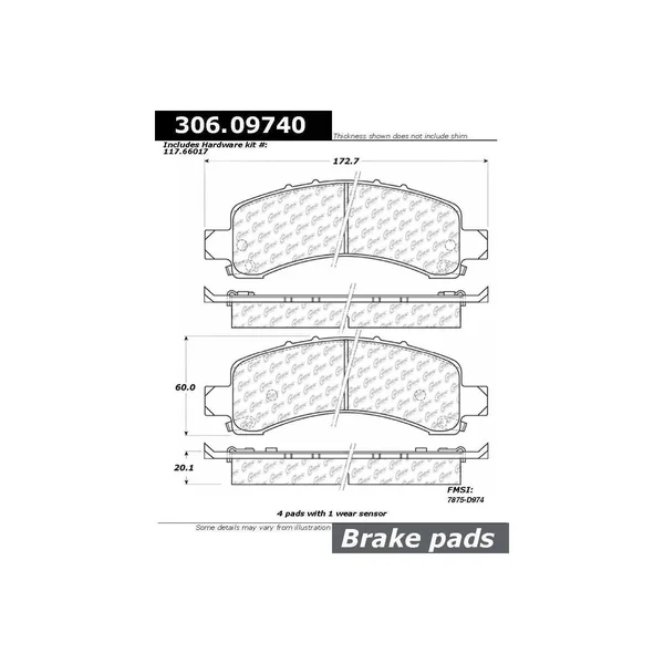 Centric (306.09740) Fleet Brake Pad
