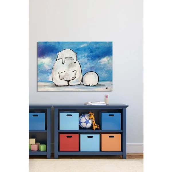 Parvez Michel 16 in. H x 24 in. W Sleepy Polar Bears by Marmont Hill Printed Canvas Wall Art - Multi-Colored
