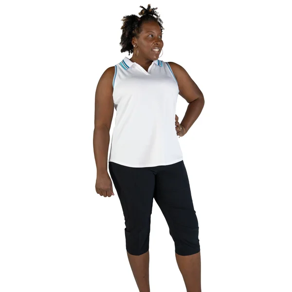Jofit Women's Cutaway Rib Trim Polo Shirt in White Size Small