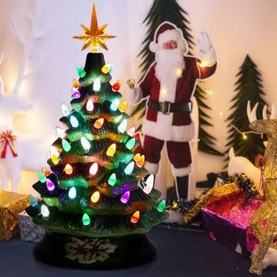 Prelit Hand-Painted Ceramic Tabletop Christmas Tree The Holiday Aisle Size: 9.5&& H x 5.5x22 W x 5.5x22 D