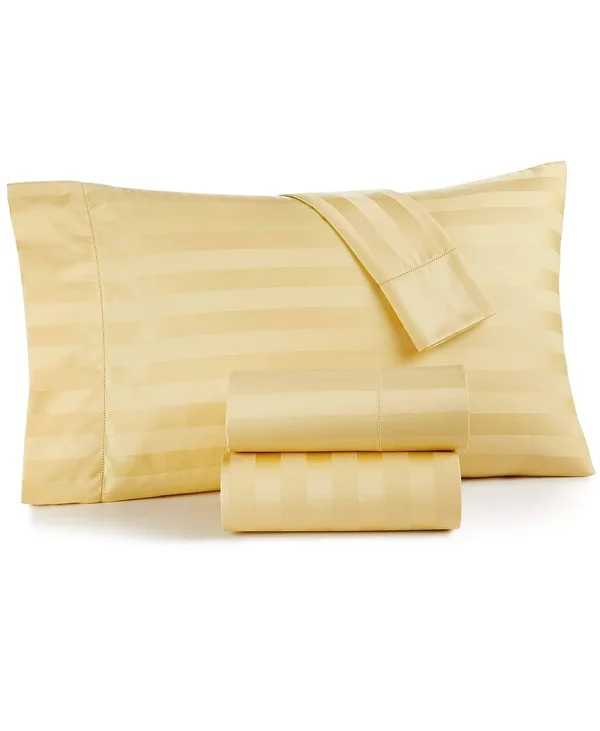 Charter Club Damask 1.5x22 Stripe California King 4-pc Sheet Set, 550 Thread Count 100% Supima Cotton, Created for Macy&s - Lemo