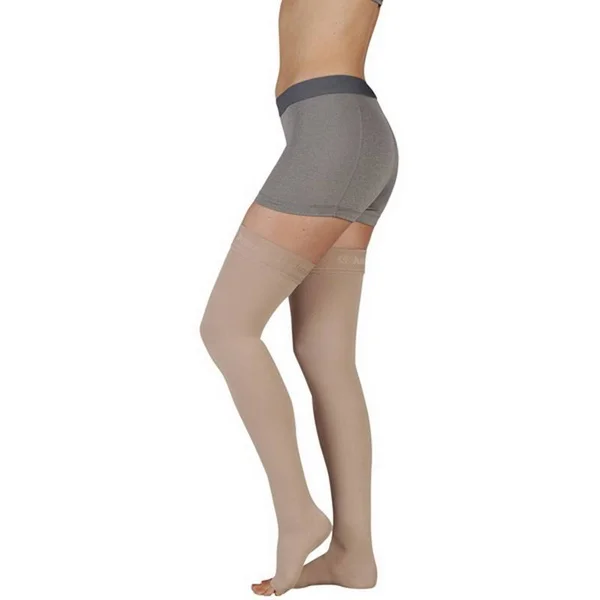 Juzo, Soft, 20-30 mmHg, Thigh High Open Toe-Size IV- Black- Silicone