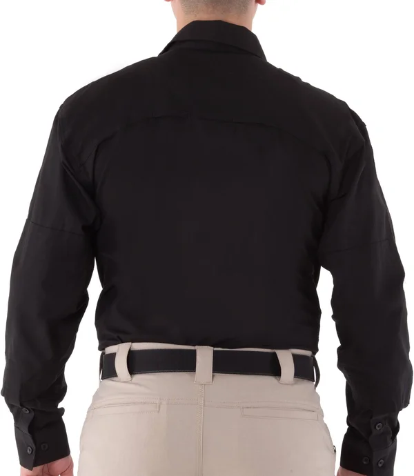 First Tactical - Men's First Mens V2 Long Sleeve Button-Down Shirt, Uniform, Casual, 2 Chest Pockets, in, Wolf Grey, Color Khaki