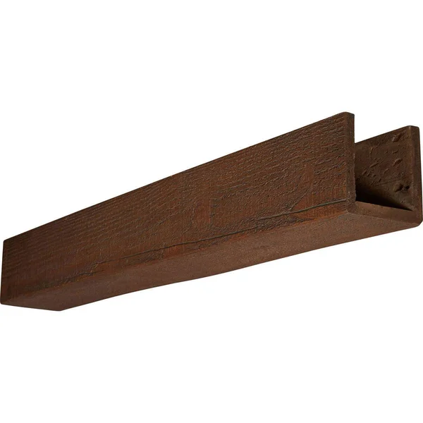 Ekena Millwork BMRS3C0080X040X240PE 8x22W x 4x22H x 20&L 3-Sided (U-beam) Rough Sawn Endurathane Faux Wood Ceiling Beam - Natural