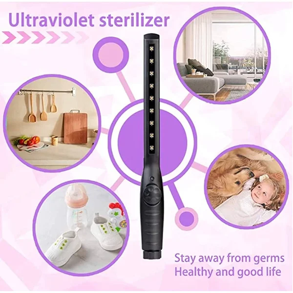 Global Pronex UV Light Sanitizer Wand Ultra Powerful Ultraviolet UVC Clean Lamp Rechargeable and Portable for Home and Travel