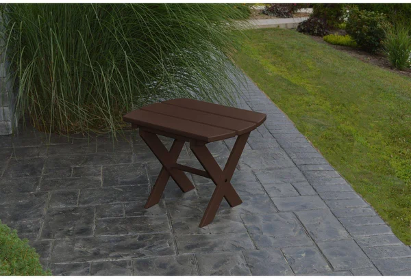Au0026L Furniture Co. Outdoor Recycled Plastic Folding Oval End Table - Al Tudor Brown