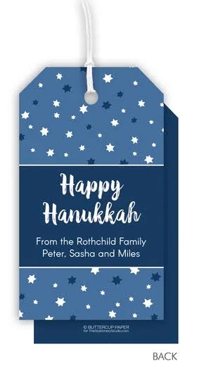 Personalized Starry Hanukkah Hanging Gift Tags