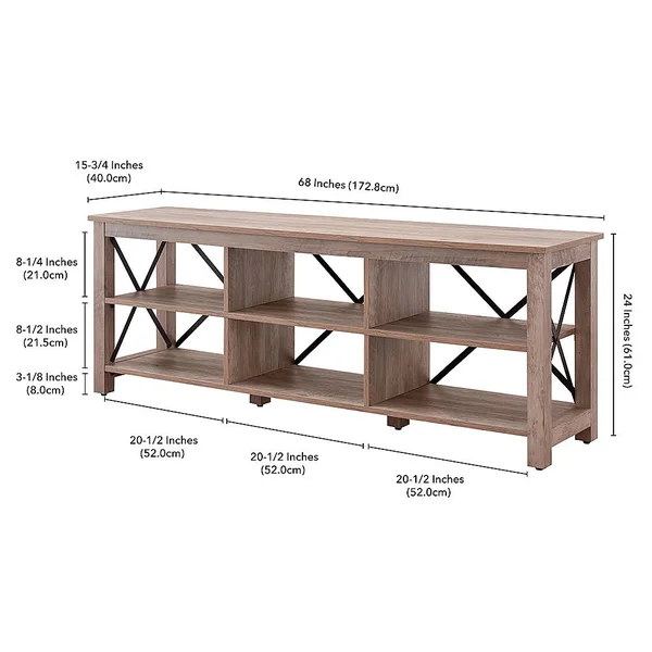 Henn & Hart TV0907 68 in. Sawyer TV Stand Gray Oak