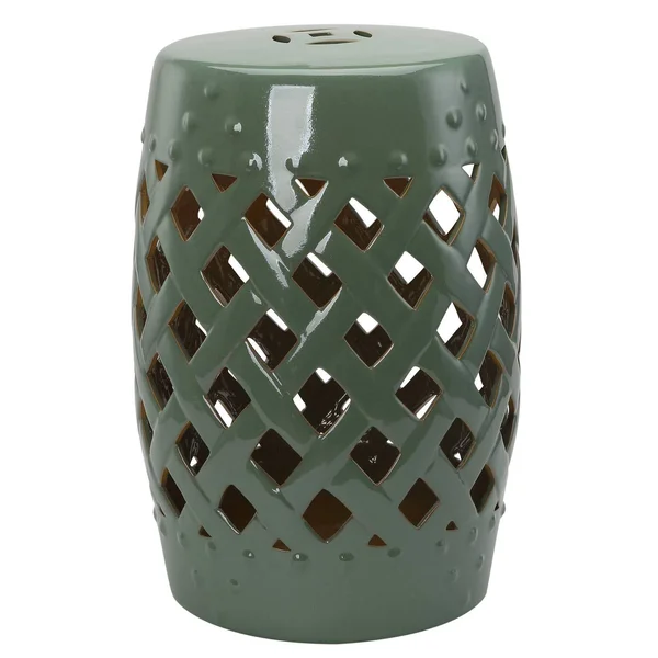 Outsunny 13x22 Ceramic Indoor Outdoor Lattice Garden Stool - Green