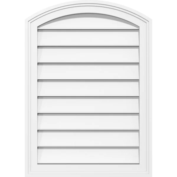 Ekena Millwork GVPAR18X1802SF 18x22W x 18x22H Arch Top Surface Mount PVC Gable Vent: Functional, w/ 2x22W x 1-1/2x22P Brickmould