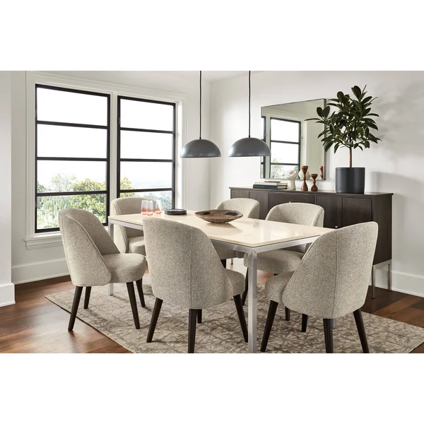 Room & Board, Modern Cora Side Chair in Tatum Salt w/ Charcoal Legs Black - Performance Fabric