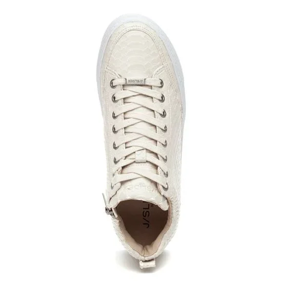 J/Slides Leesa Cut Sneaker Off White Embossed - White 7 Medium
