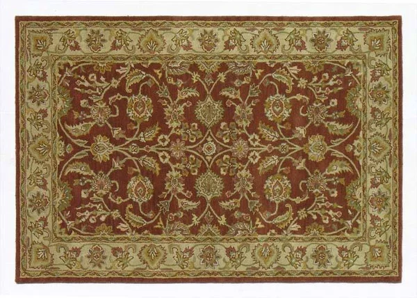 Heritage 353 Rust and Beige Hand Tufted Wool Pile Fiber 4ft x 6ft Rectangle Rug