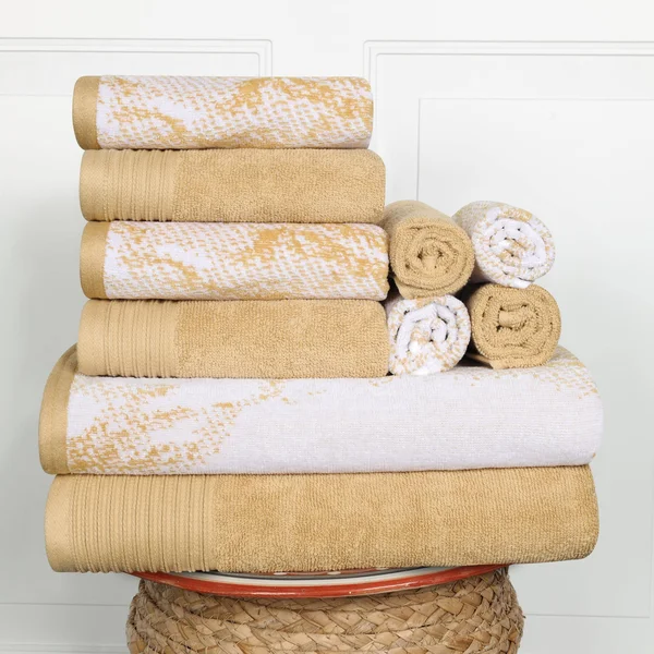 Superior Super Soft - Luxurious 100% Cotton Marble Effect 10-Piece Towel Set