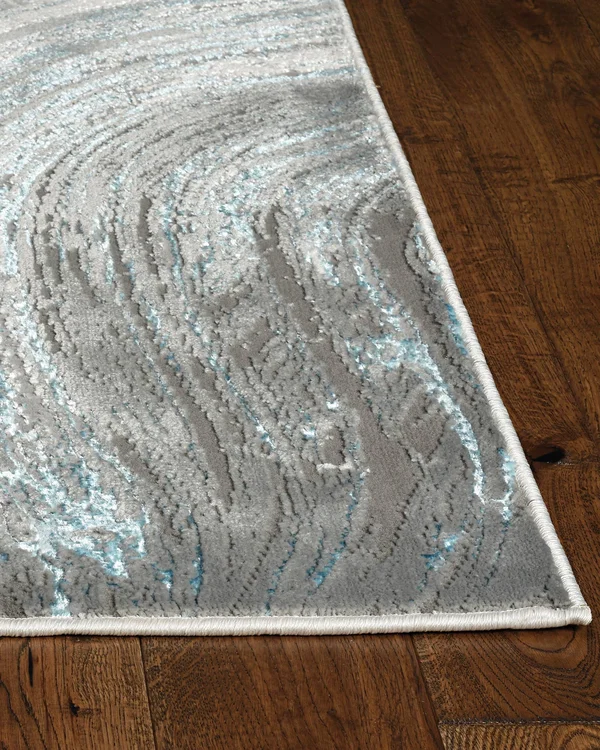 Kas Luna 7130 Silver/Blue Stroked Area Rug 7&10x22 x 10&10x22