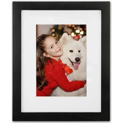 8x10 Picture Frame with 5x7 Mat, Photo Frame Made of Solid Wood and High Definition Plexiglass for Wall or Tabletop Display Pict