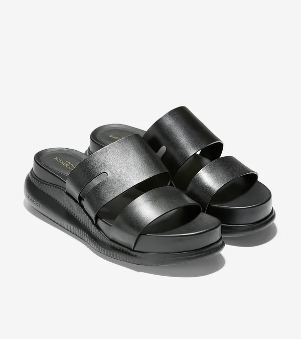 Cole Haan 2.Zerogrand Slotted Slide Sandal Black Leather/Black, Women's, Size: 7