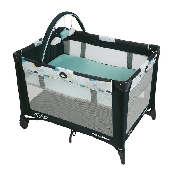 Graco Pack and Play on The Go Playard - Includes Full-Size Infant Bassinet, Push Button Compact Fold, Stratus