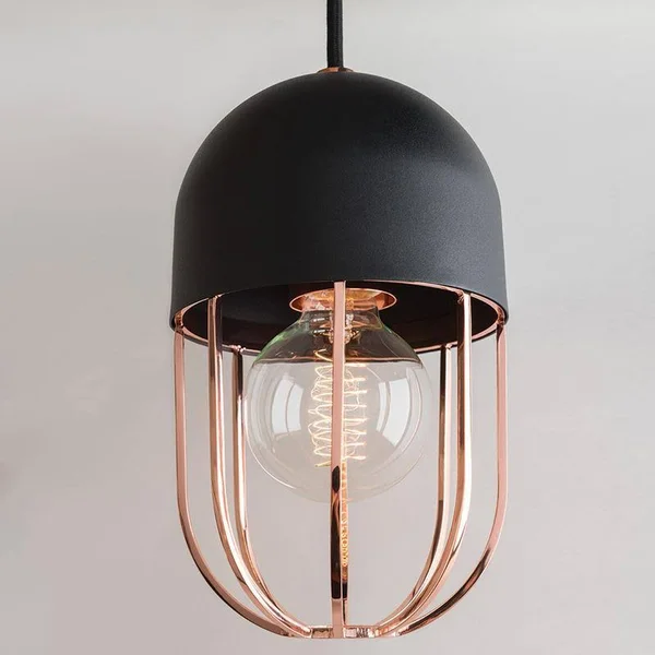 Hudson Valley Haley One Light Pendant, Aged Brass/Black Finish