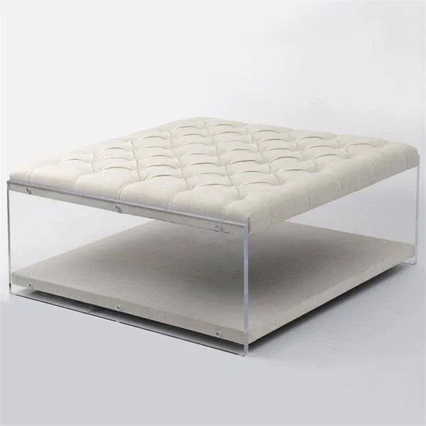 Brika Home Coffee Table Ottoman in Cream White - BR-1890351