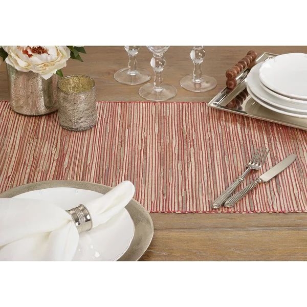 Saro Lifestyle Shimmering Woven Nubby Texture Water Hyacinth Table Runner Rust 14x22x90x22