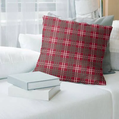 Square Pillow Cover & Insert East Urban Home Color: Red/White/Pewter, Size: 16x22 x 16