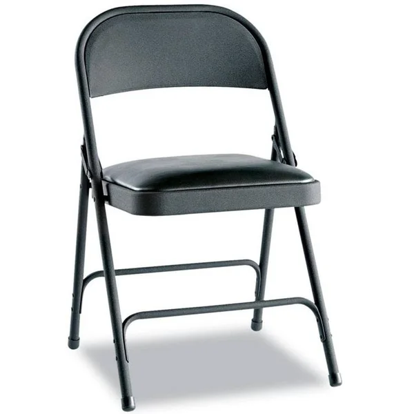 Alera Steel Folding Chair with Two-Brace Support - Padded Seat, Graphite, 4-carton