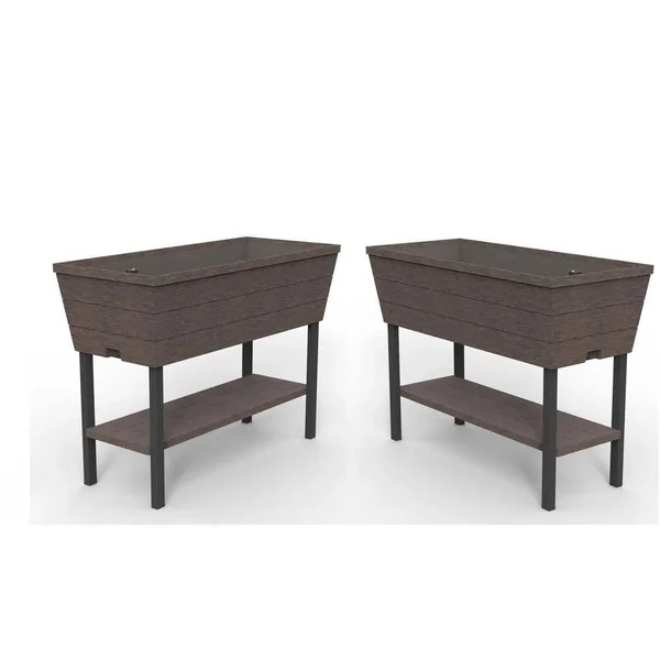 Keter Urban Bloomer 32.3 in. L x 30.7 in. H Brown Resin Raised Garden Bed (2-Pack)