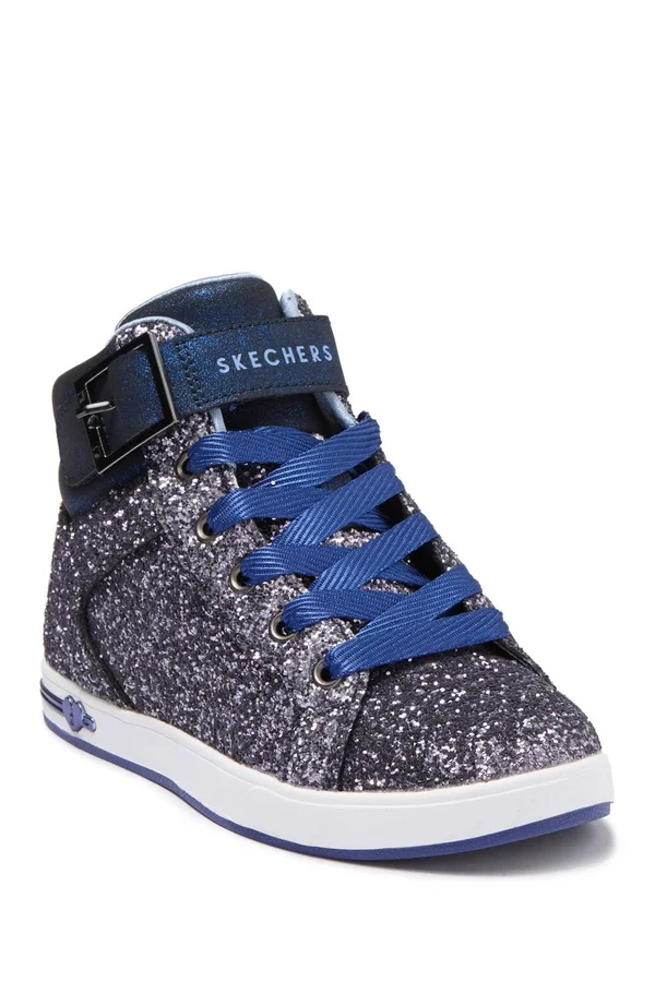Skechers Girls& Shoutouts Sparkle on Top Sneaker, Navy