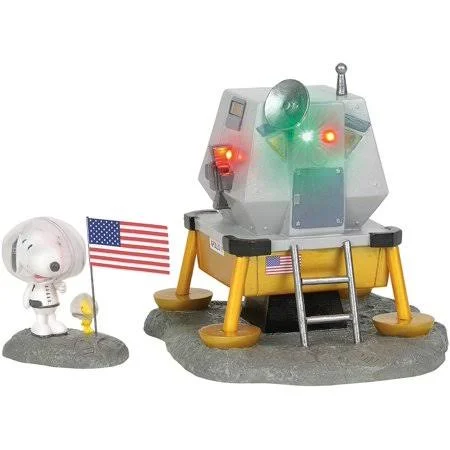 Department 56 Peanuts Village Accessories Beagle Has Landed Lit Figurine Set, 5.51 inch, Genuine Village Accessory: from The Dep