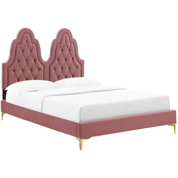 Alexandria Tufted Performance Velvet Queen Platform Bed MOD-6763-DUS